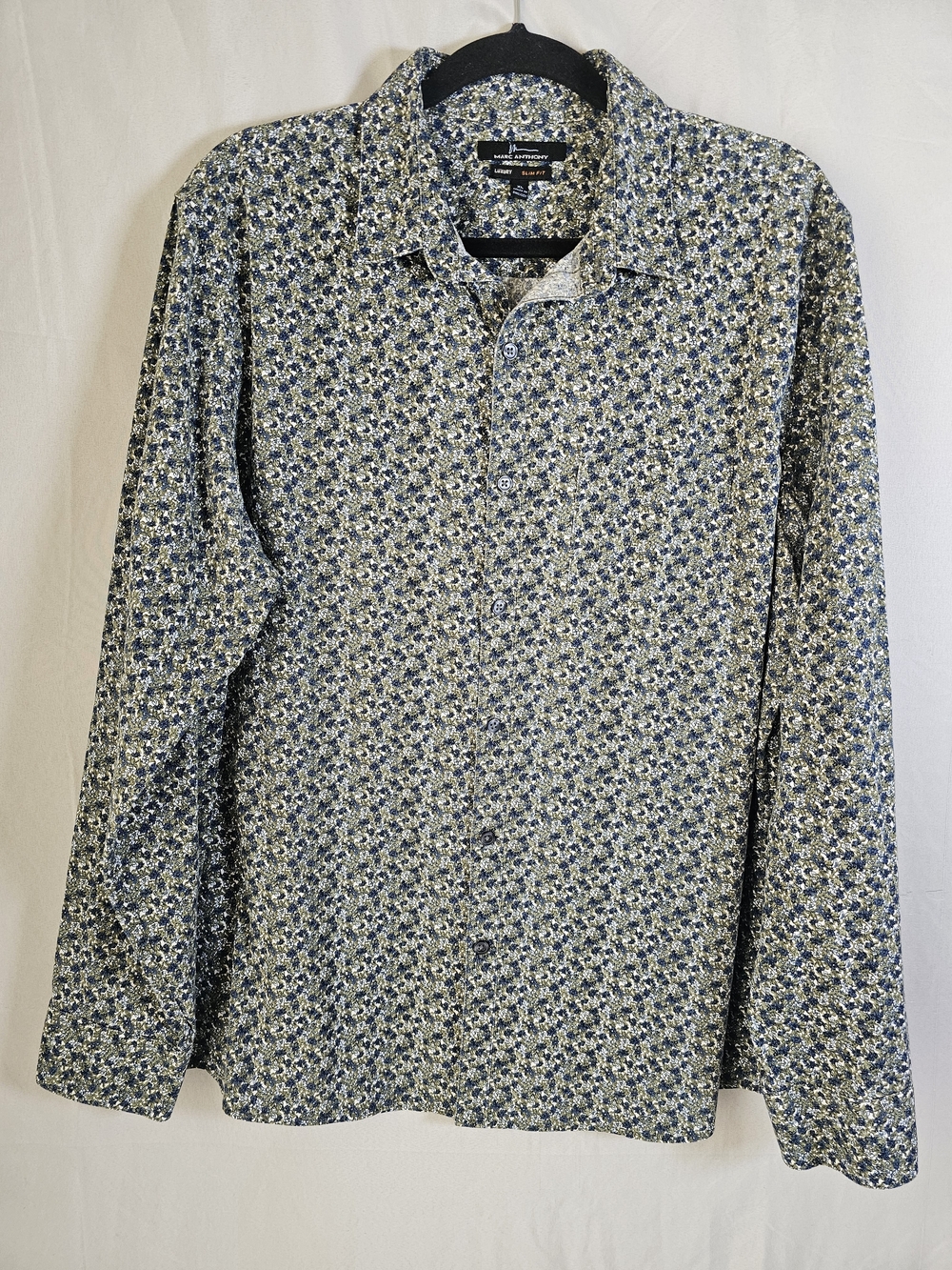 Marc Anthony Luxury Button Up Shirt Men's XL Long Sleeve Floral Slim Fit
